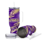 custom james madison dukes abstract paths purple curved tumbler best selling.webp