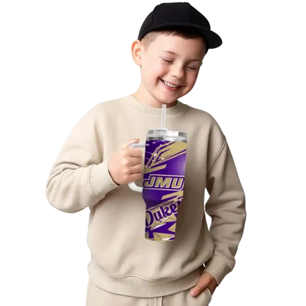 custom james madison dukes abstract paths purple curved tumbler latest model.webp