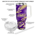 custom james madison dukes abstract paths purple curved tumbler best selling.webp