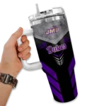 custom james madison dukes arrow armor purple black curved tumbler best selling.webp