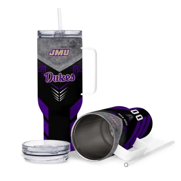 custom james madison dukes arrow armor purple black curved tumbler high quality.webp