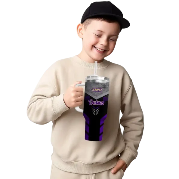 custom james madison dukes arrow armor purple black curved tumbler latest model.webp