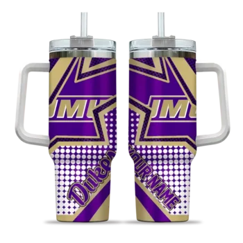 custom james madison dukes arrow burst purple curved tumbler best selling.webp