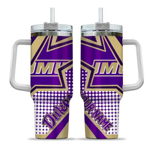 custom james madison dukes arrow burst purple curved tumbler best selling.webp