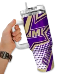 custom james madison dukes arrow burst purple curved tumbler best selling.webp