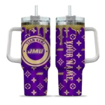 custom james madison dukes bullseye drips purple curved tumbler best selling.webp