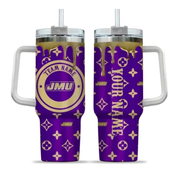 custom james madison dukes bullseye drips purple curved tumbler best selling.webp