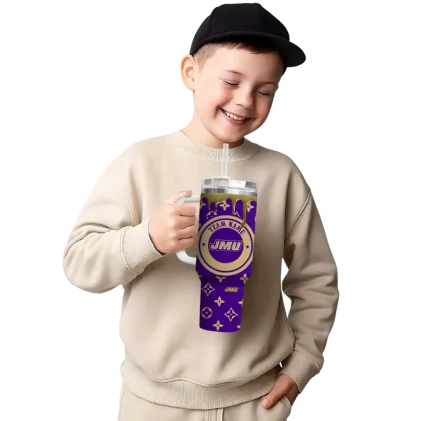 custom james madison dukes bullseye drips purple curved tumbler latest model.webp