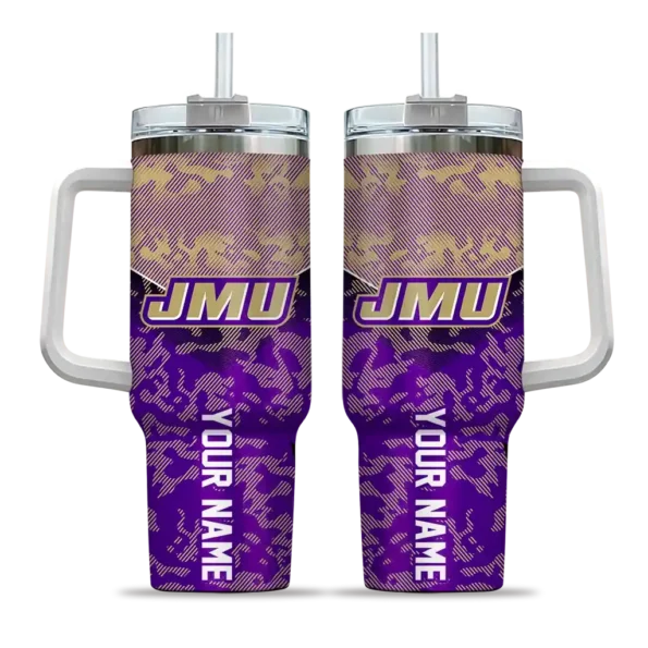 custom james madison dukes chevron stripe purple curved tumbler best selling.webp