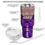 custom james madison dukes chevron stripe purple curved tumbler best selling.webp