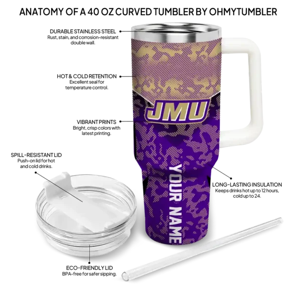 custom james madison dukes chevron stripe purple curved tumbler new arrival.webp