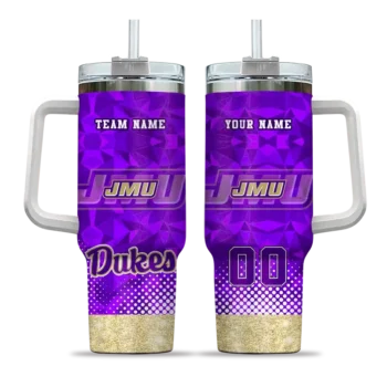 custom james madison dukes geometric prism purple curved tumbler best selling.webp