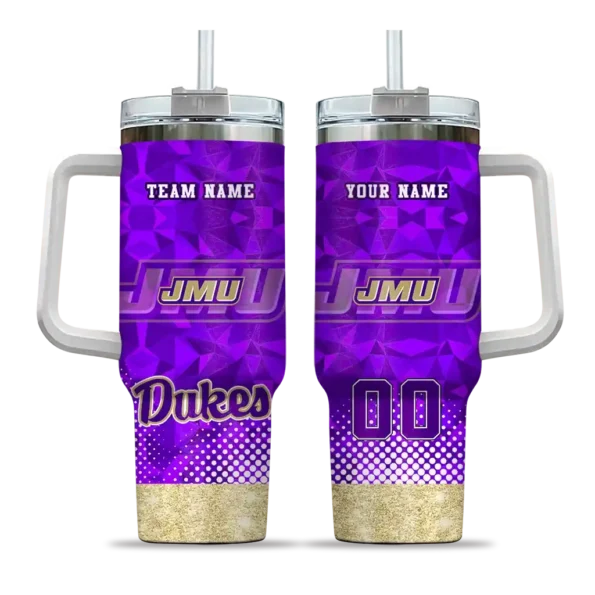 custom james madison dukes geometric prism purple curved tumbler best selling.webp