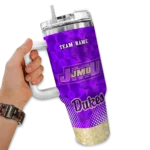 custom james madison dukes geometric prism purple curved tumbler best selling.webp