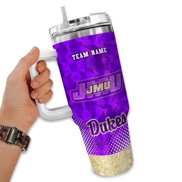 custom james madison dukes geometric prism purple curved tumbler fashion forward.webp