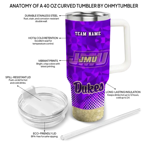 custom james madison dukes geometric prism purple curved tumbler new arrival.webp