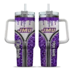 custom james madison dukes leopard zipper purple curved tumbler best selling.webp