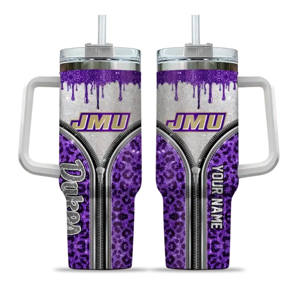 custom james madison dukes leopard zipper purple curved tumbler best selling.webp
