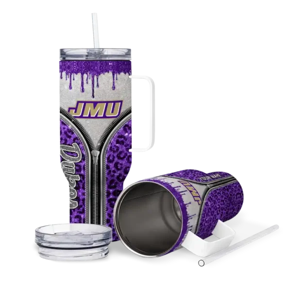 custom james madison dukes leopard zipper purple curved tumbler high quality.webp