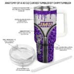 custom james madison dukes leopard zipper purple curved tumbler best selling.webp