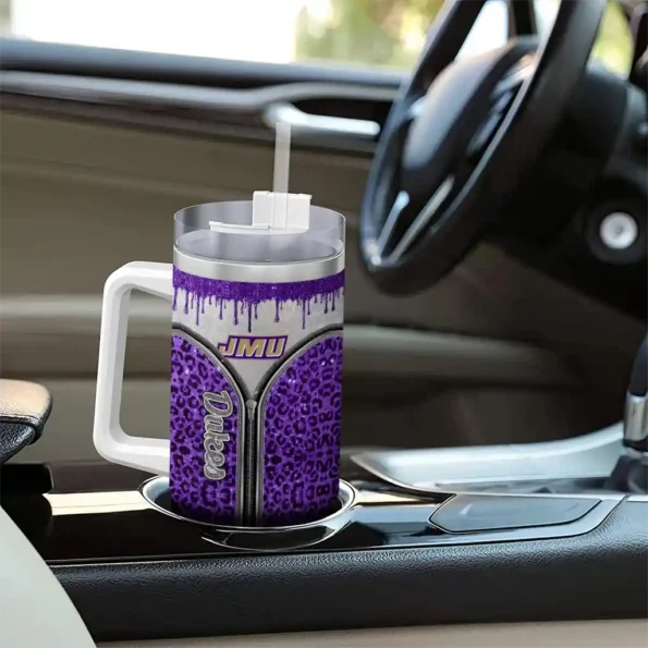 custom james madison dukes leopard zipper purple curved tumbler trendy.webp