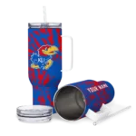 custom kansas jayhawks burst swirl blue curved tumbler best selling.webp