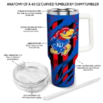 custom kansas jayhawks claw cut blue black curved tumbler best selling.webp