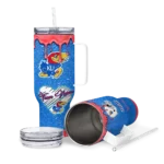 custom kansas jayhawks heart helmet motif blue curved tumbler best selling.webp