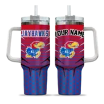 custom kansas jayhawks hex texture blue curved tumbler best selling.webp