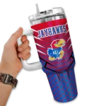 custom kansas jayhawks hex texture blue curved tumbler best selling.webp