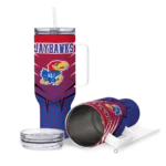 custom kansas jayhawks hex texture blue curved tumbler best selling.webp