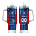 custom kansas jayhawks hexagon armor blue curved tumbler best selling.webp