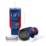 custom kansas jayhawks hexagon armor blue curved tumbler best selling.webp