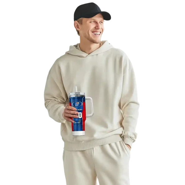 custom kansas jayhawks hexagon armor blue curved tumbler top rated.webp