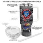 custom kansas jayhawks superman shield blue gray curved tumbler best selling.webp