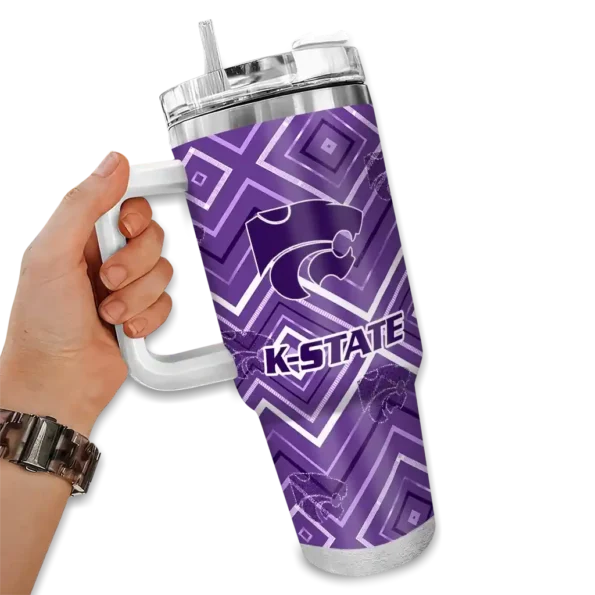 custom kansas state wildcats bold diamonds purple curved tumbler fashion forward.webp