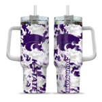 custom kansas state wildcats camo mashup purple white curved tumbler best selling.webp