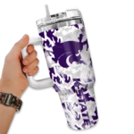 custom kansas state wildcats camo mashup purple white curved tumbler best selling.webp