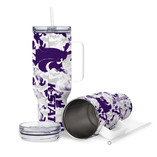 custom kansas state wildcats camo mashup purple white curved tumbler high quality.webp