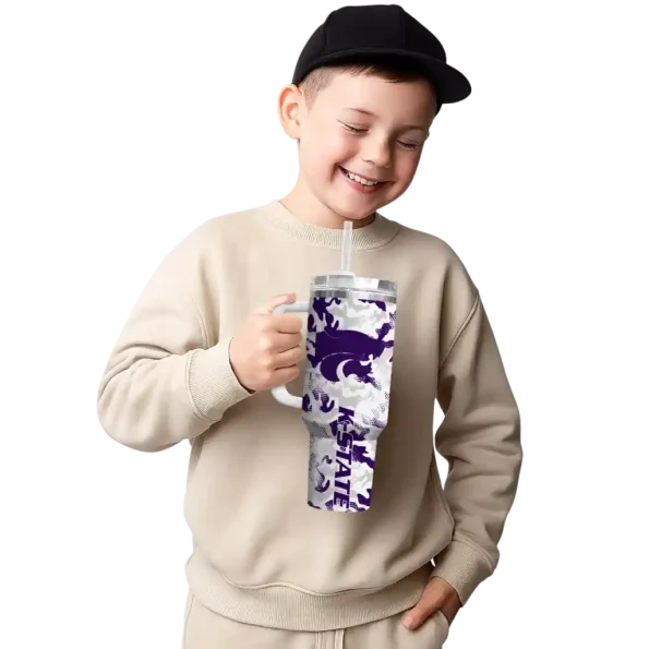 custom kansas state wildcats camo mashup purple white curved tumbler latest model.webp