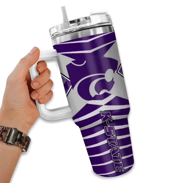 custom kansas state wildcats chevron layers purple curved tumbler fashion forward.webp