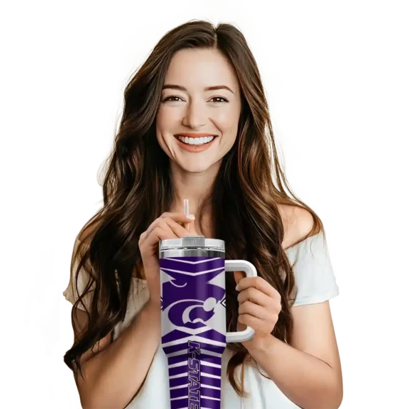 custom kansas state wildcats chevron layers purple curved tumbler premium grade.webp