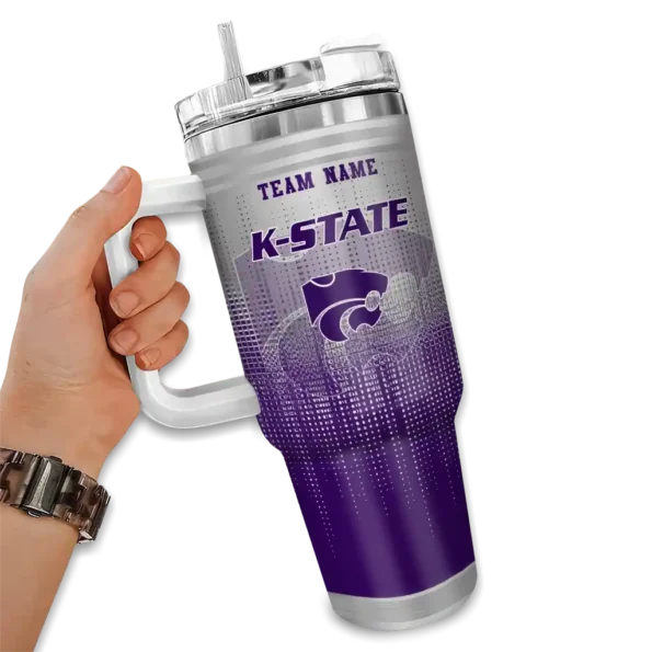 custom kansas state wildcats gradient dots purple curved tumbler fashion forward.webp