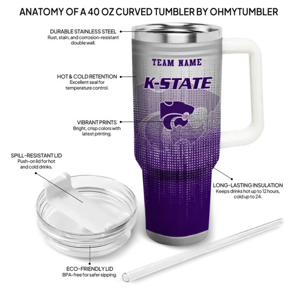 custom kansas state wildcats gradient dots purple curved tumbler new arrival.webp