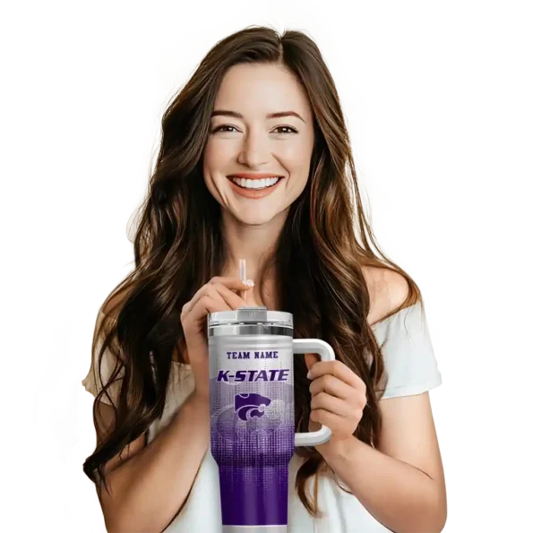 custom kansas state wildcats gradient dots purple curved tumbler premium grade.webp