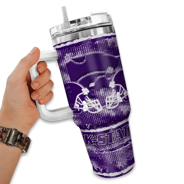 custom kansas state wildcats honey streaks purple curved tumbler fashion forward.webp