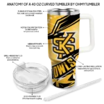 custom kennesaw state owls abstract paths gold curved tumbler best selling.webp