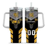 custom kennesaw state owls arrow armor gold black curved tumbler best selling.webp