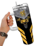 custom kennesaw state owls arrow armor gold black curved tumbler best selling.webp