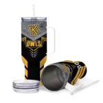 custom kennesaw state owls arrow armor gold black curved tumbler best selling.webp